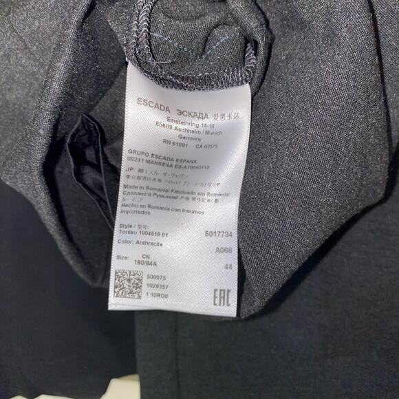 Escada Athracite Gray Straight Leg Mid Rise Trouser Dress Pants Size 44 - Picture 5 of 8